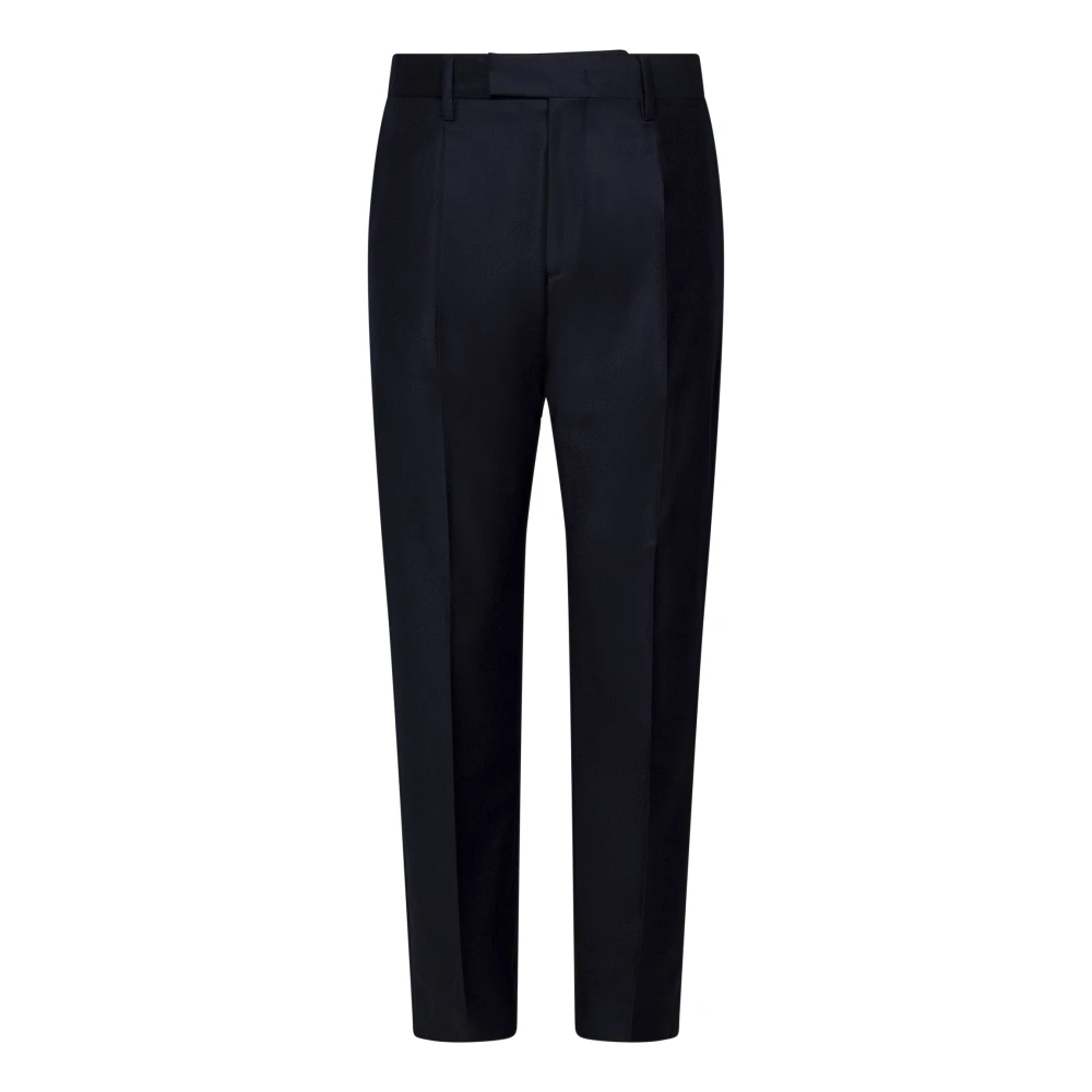 Low Brand Blauwe Wolflanel Relaxte Fit Broek Blue Heren