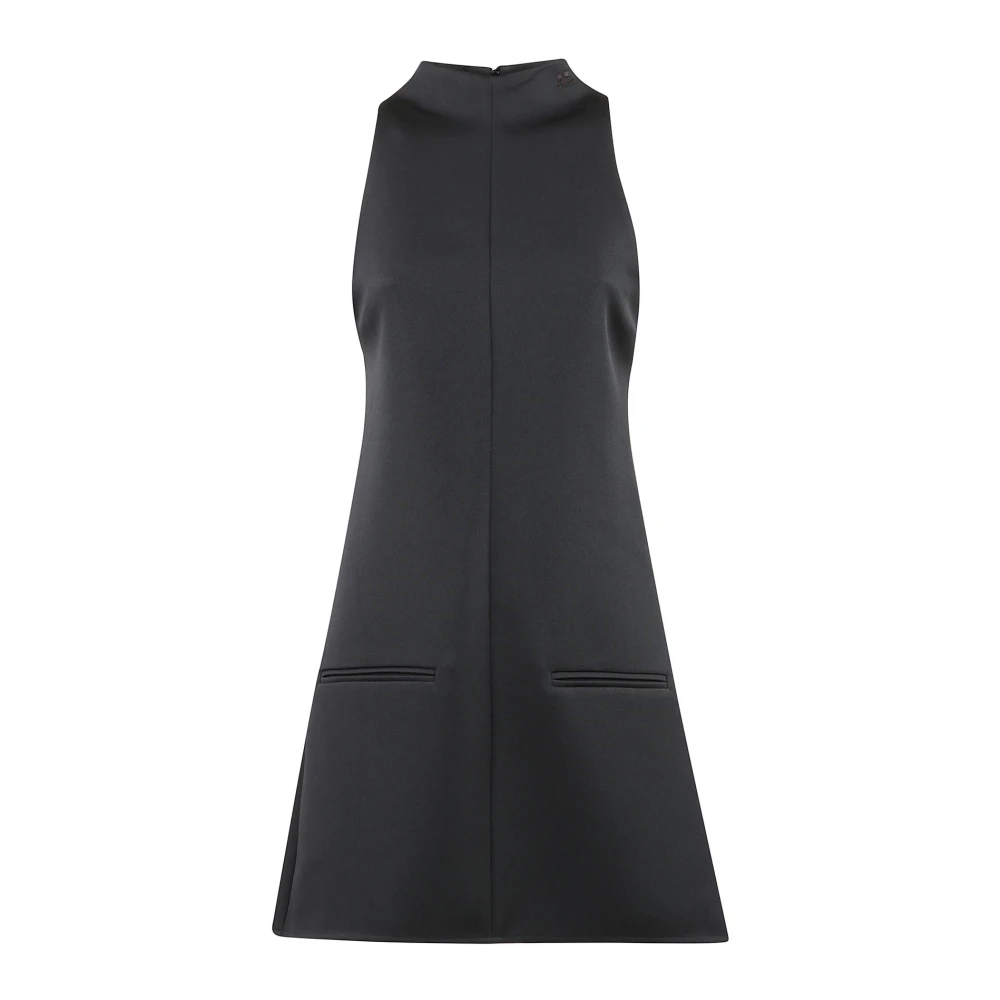 Courrèges Twill A-Lijn Jurk met Zakken Black Dames