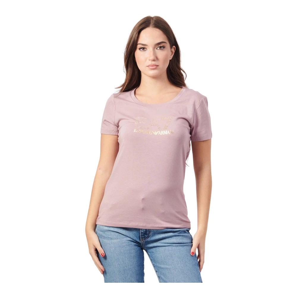 Emporio Armani Roze T-shirt met ronde hals Pink Dames
