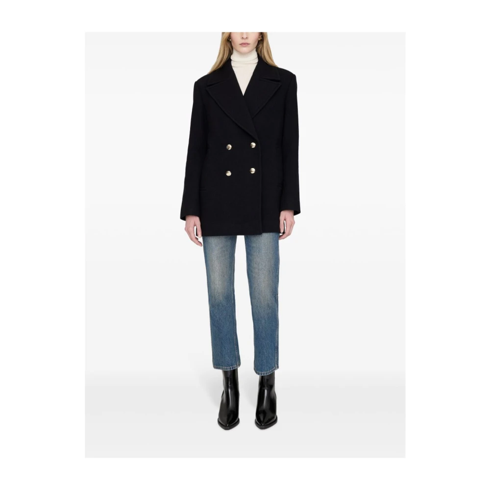 Anine Bing Zwarte knoop Americana jas Black Dames