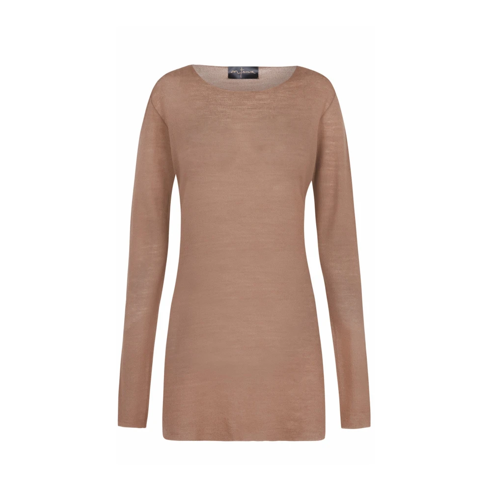 Cortana Beige Round-Neck Knitwear Top - Female - Round-Neck Knitwear - Xs - Knitwear