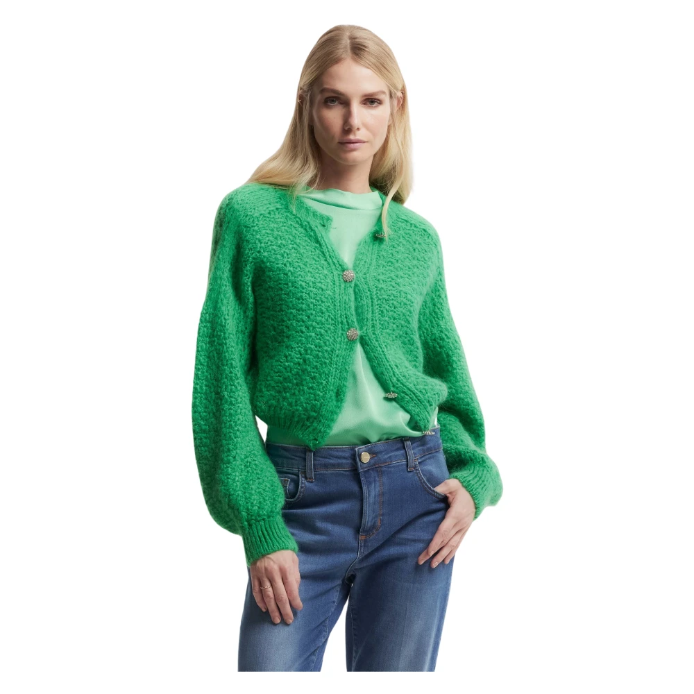 Kocca Charmant Gebreid Vest met Bishop Sleeves Green Dames