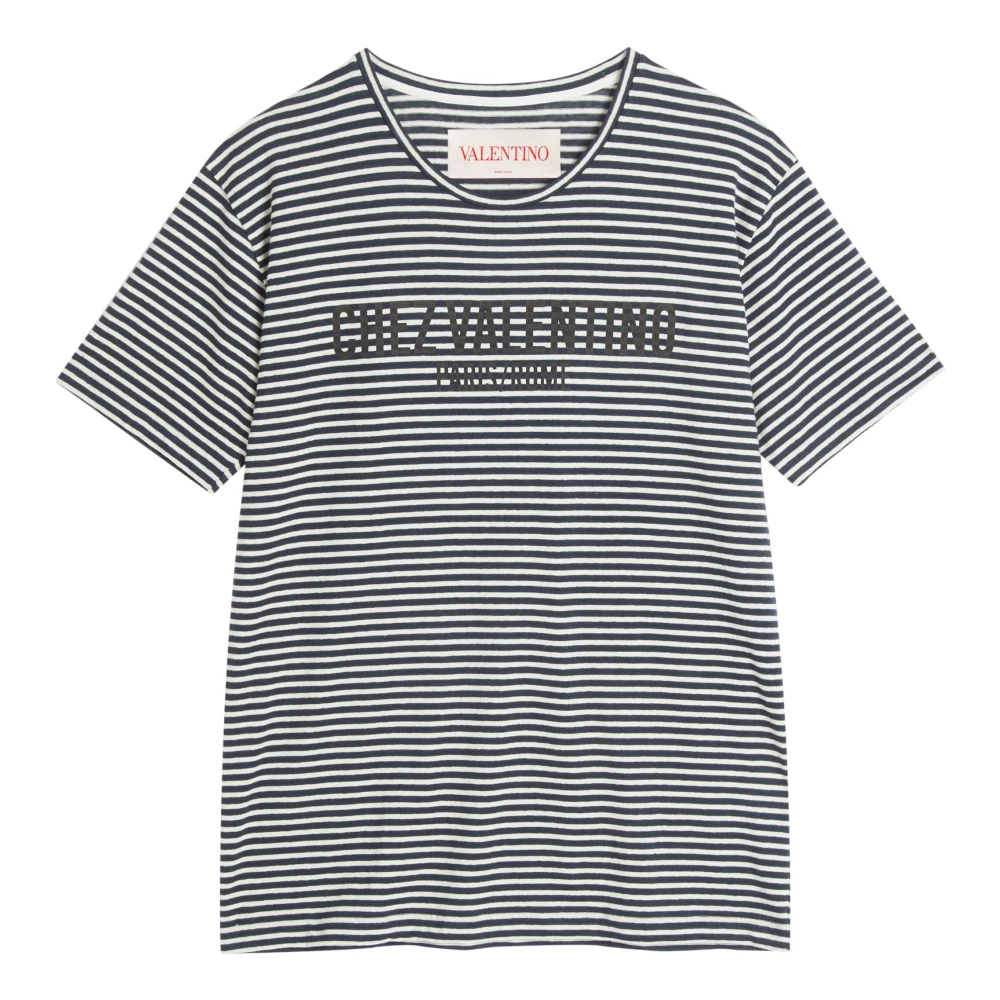 Valentino Garavani Blauwe T-shirts en Polos met Chez Valentino Print Blue Heren