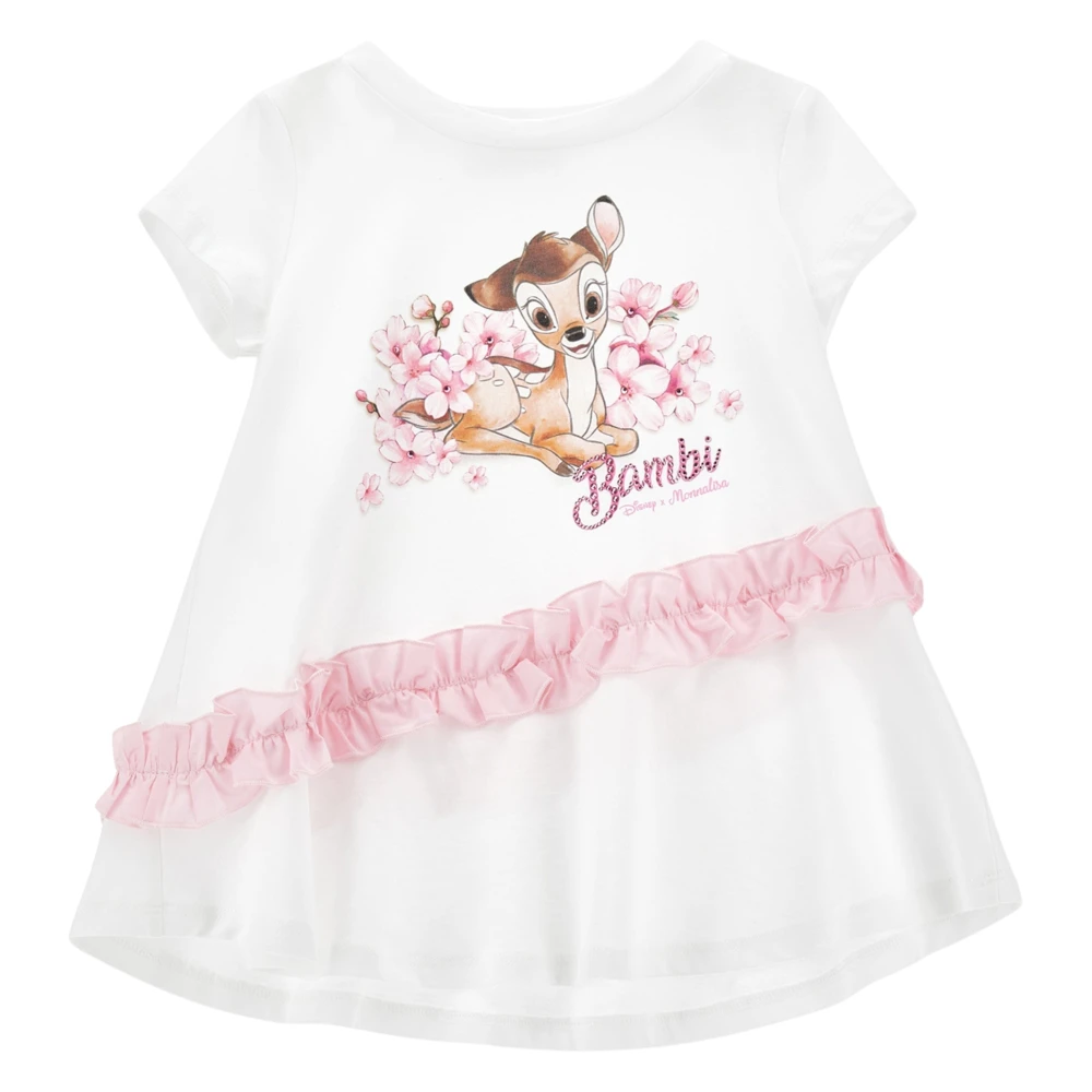 Monnalisa Girls White Dresses, 2 Y, Peach Blossom Bambi Dress