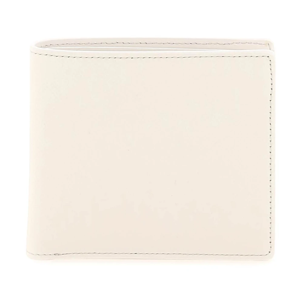 Maison Margiela Bi-fold portemonnee van generfd leer met iconische stiksels White Heren
