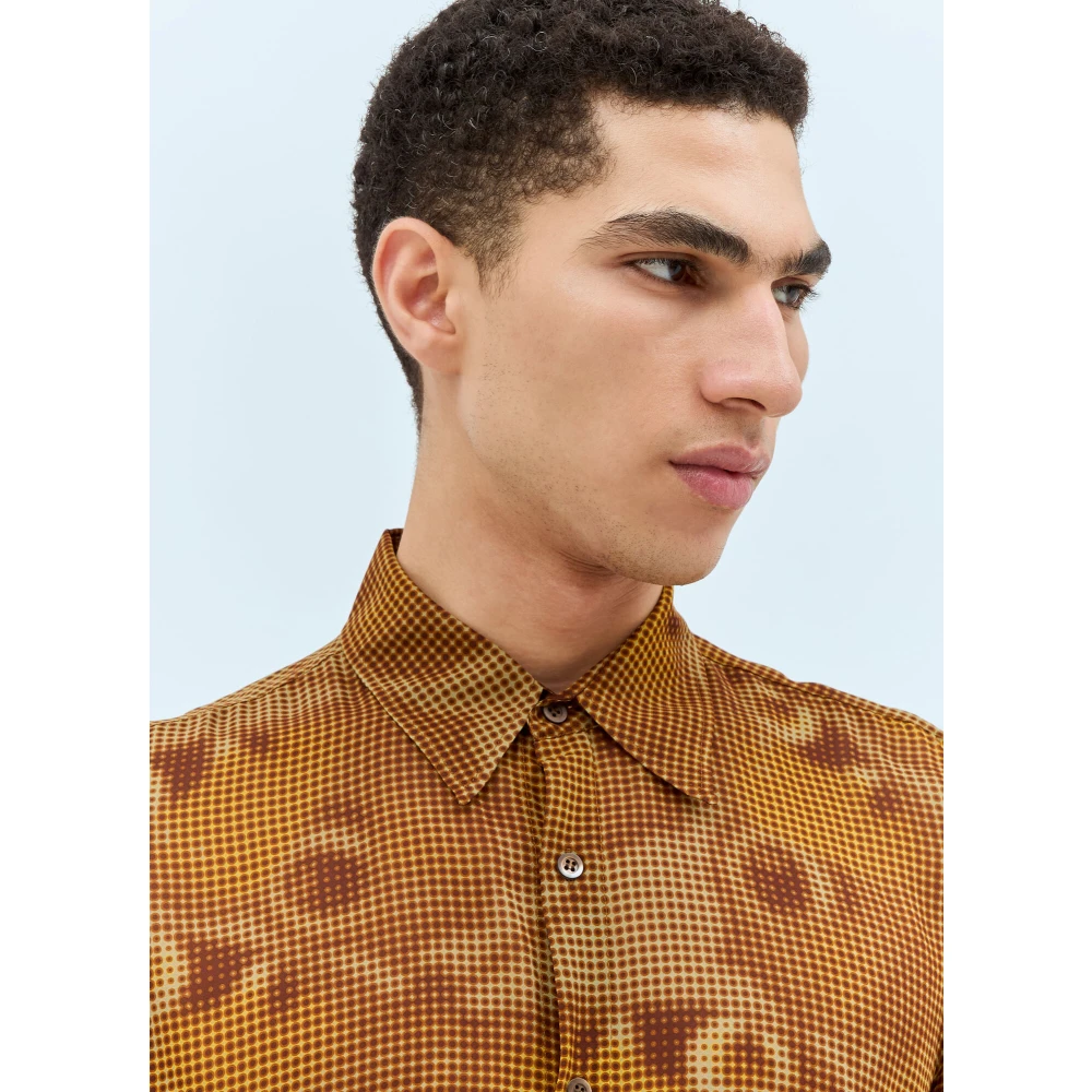 Dries Van Noten Grafisch Motief Shirt Brown Heren