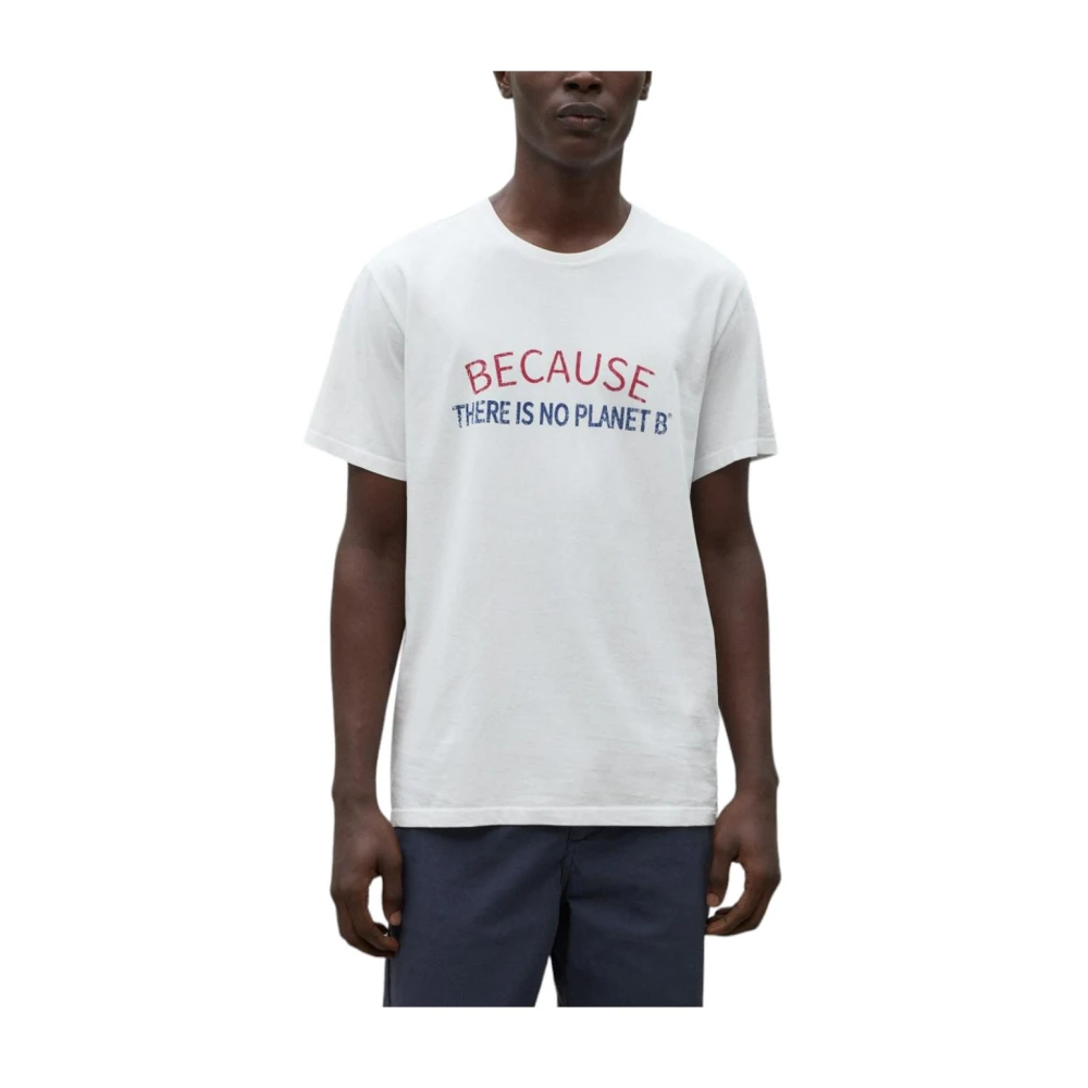 Ecoalf Biologisch katoenen T-shirt met Planet B Claim White Heren