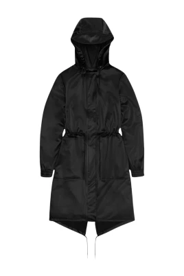 Sportig Svart Parka med Fishtail Hem