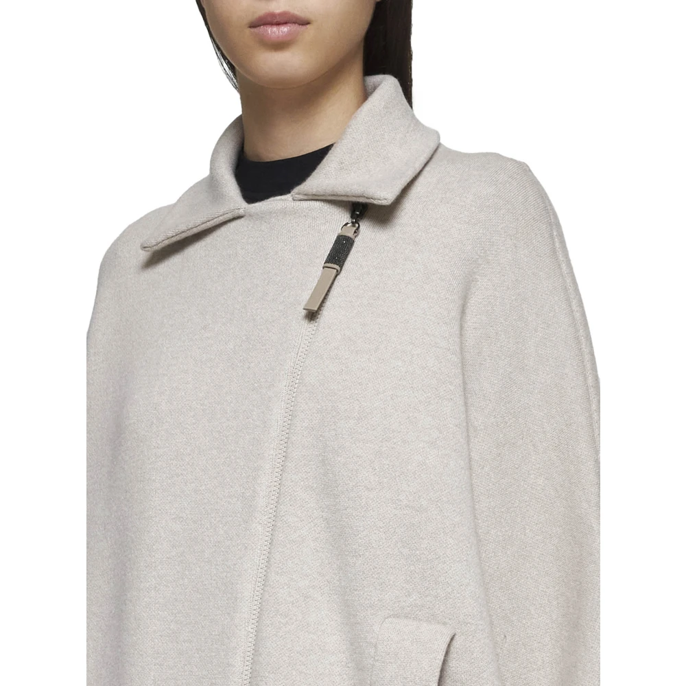 BRUNELLO CUCINELLI Beige Cashmere Blouson Sweater Gray Dames