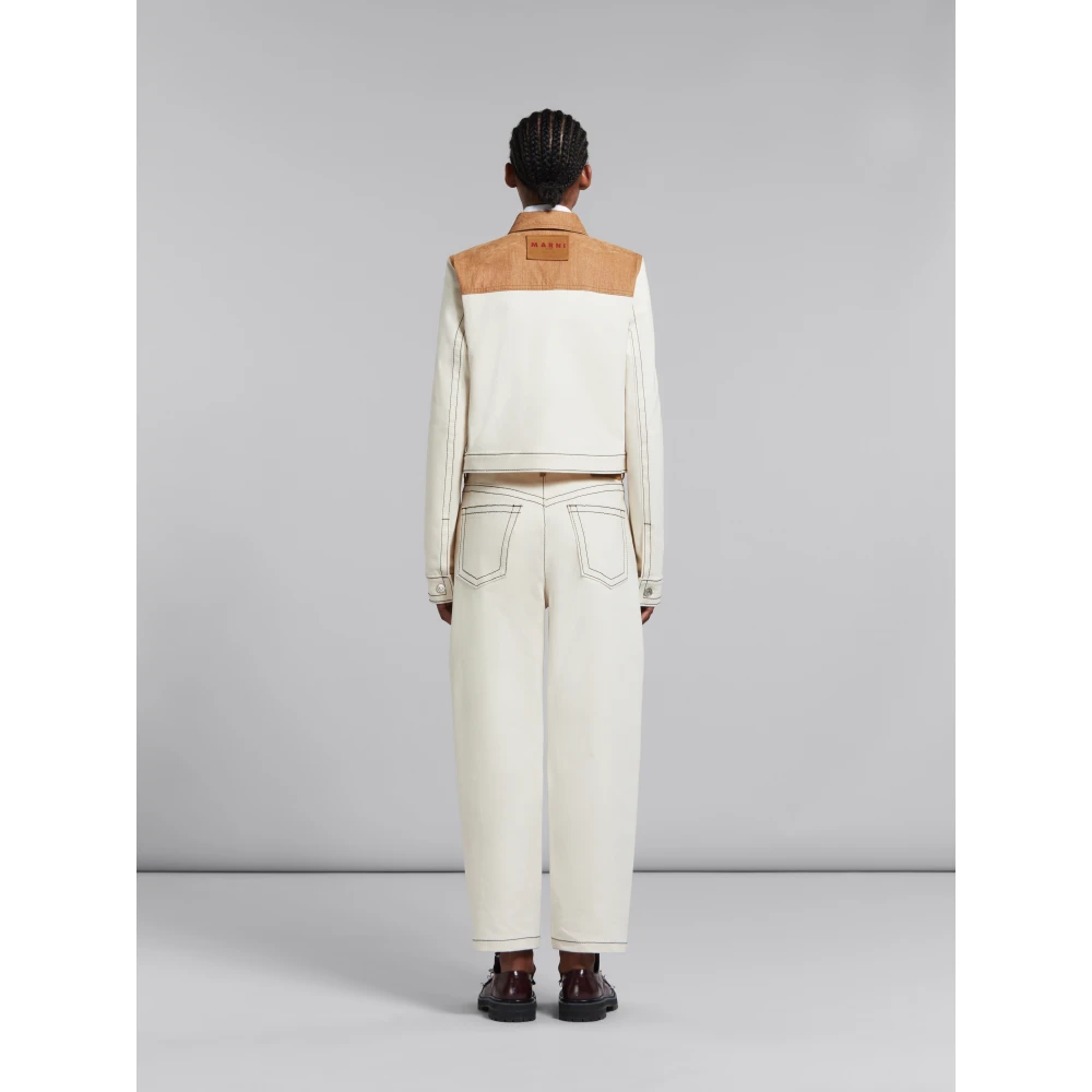 Marni denim trucker jacket met contrast yoke White Dames