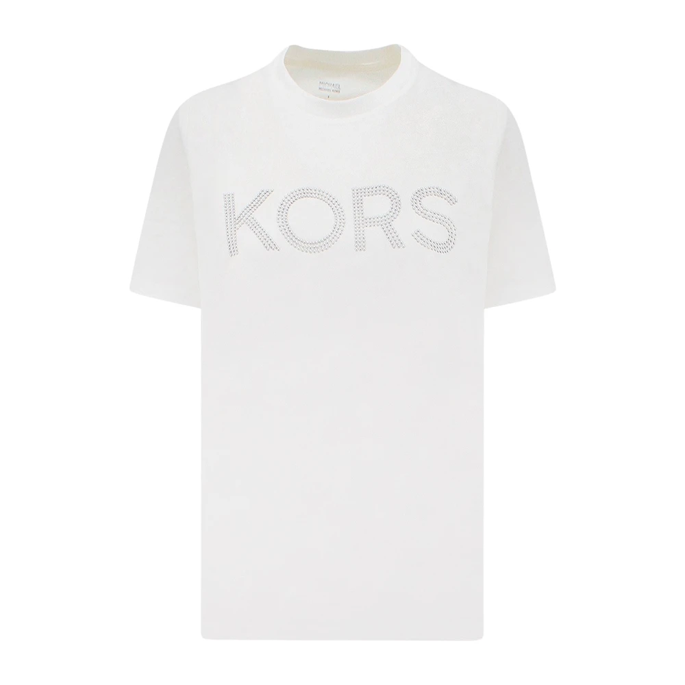Michael Kors Biologisch Katoenen T-Shirt met Metalen Logo White Dames
