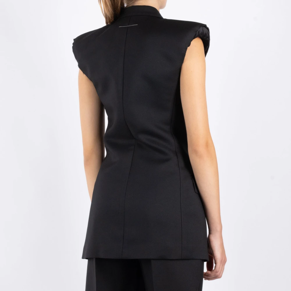 MM6 Maison Margiela Zwart Polyester Gilet Black Dames