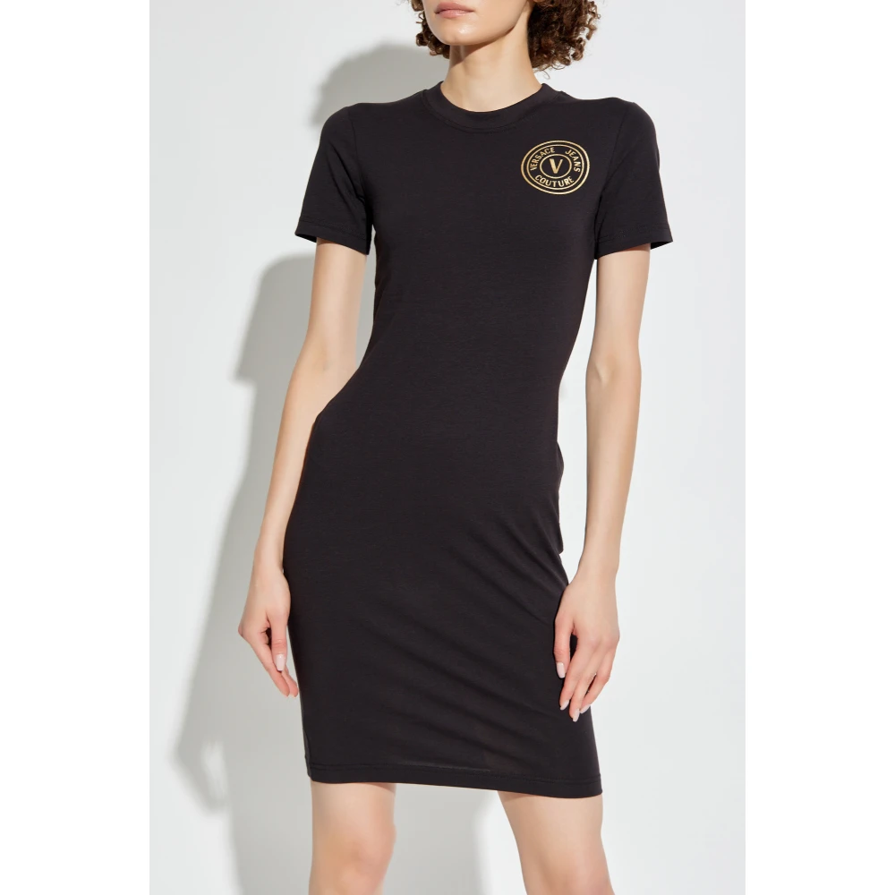 Versace Jeans Couture Jurk met logo Black Dames