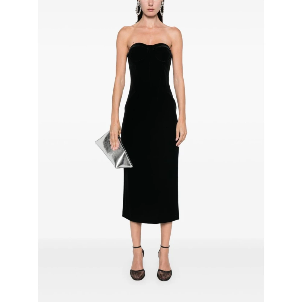 SPORTMAX Zwart Fluweel Strapless Jurk met Onderdraad Bh Black Dames