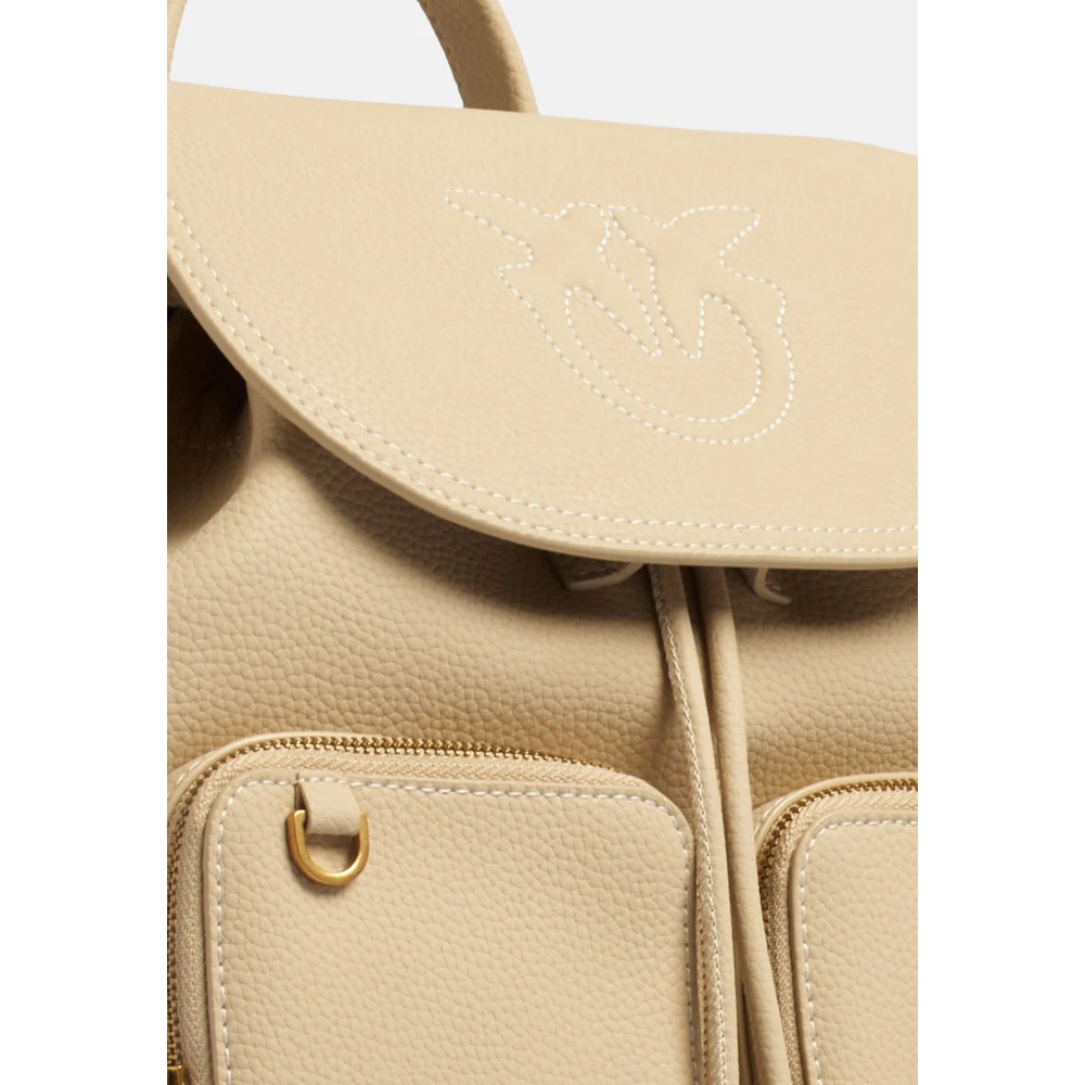 pinko Leren rugzak Beige Dames