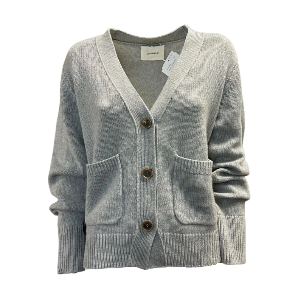 Lisa Yang Zachte Cashmere Cardigan met Zakken Gray Dames