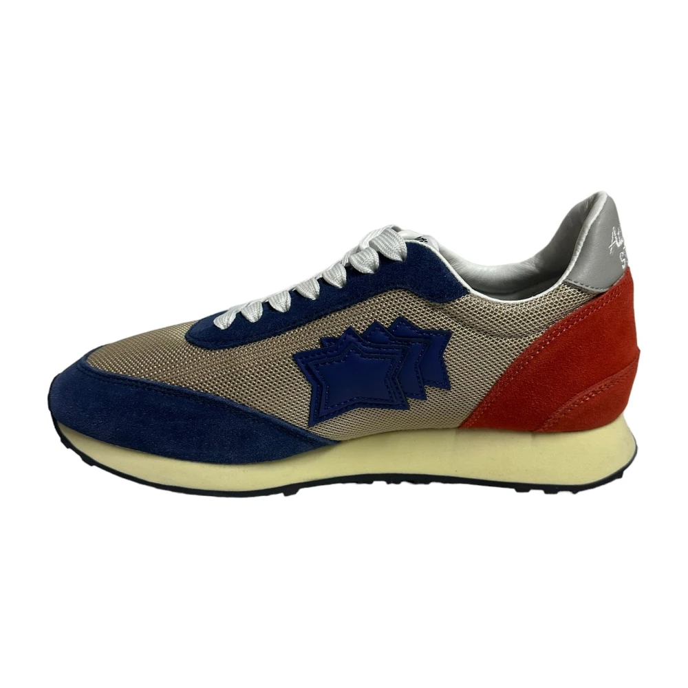 atlantic stars Beige Canvas Lage Sneaker Blauw Suède Multicolor Heren