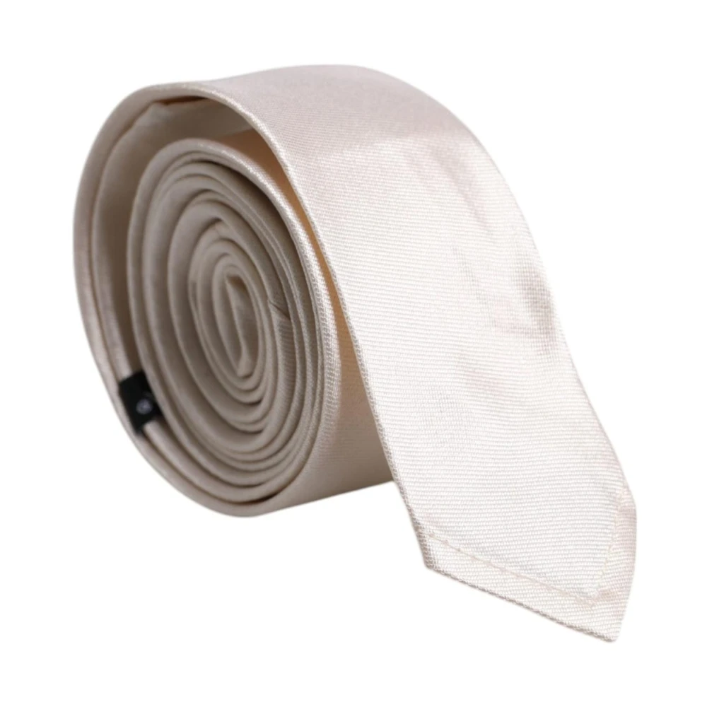 Dolce & Gabbana , Ties, Male, White, One Size, Luxury White Silk Necktie With Logo