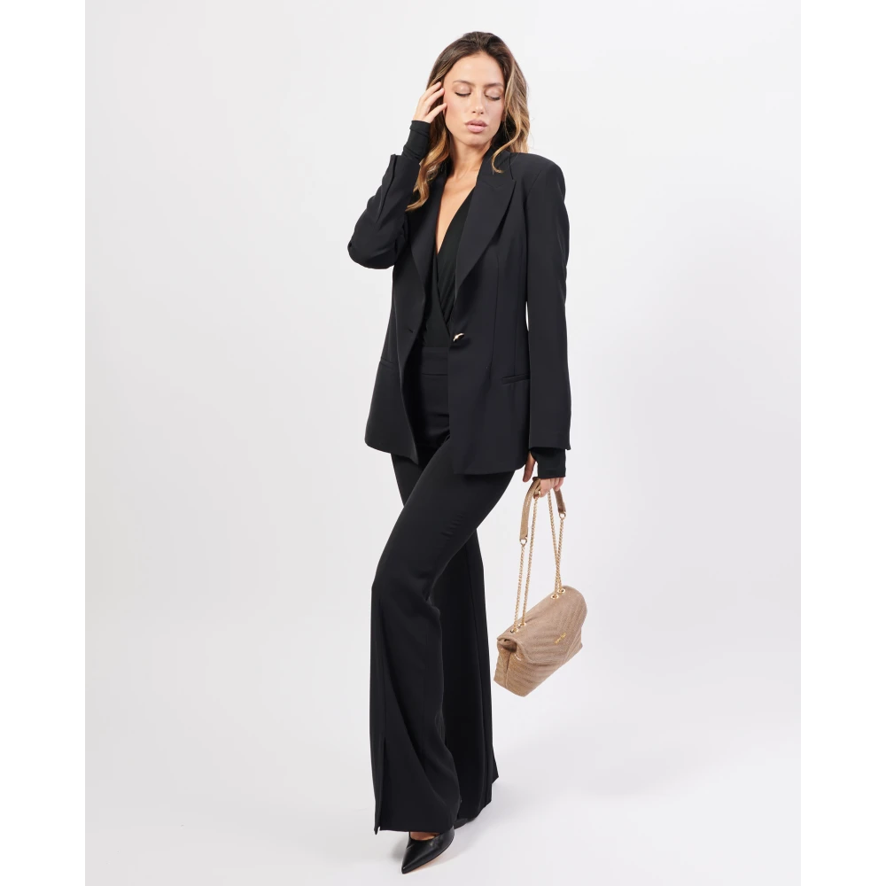 Jijil Elegante Zwarte Jas Single-Breasted Black Dames