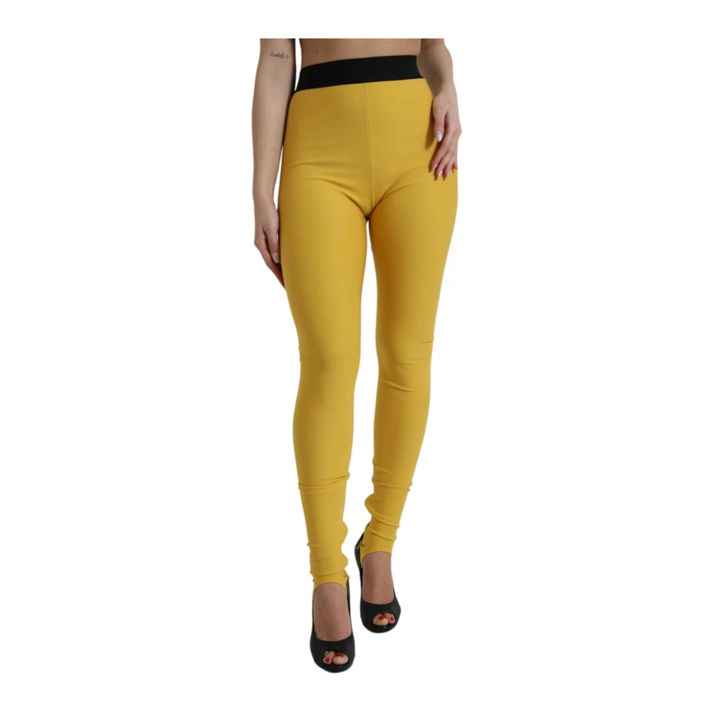 Dolce & Gabbana Women's Yellow Mustard Highwaisted Leggings