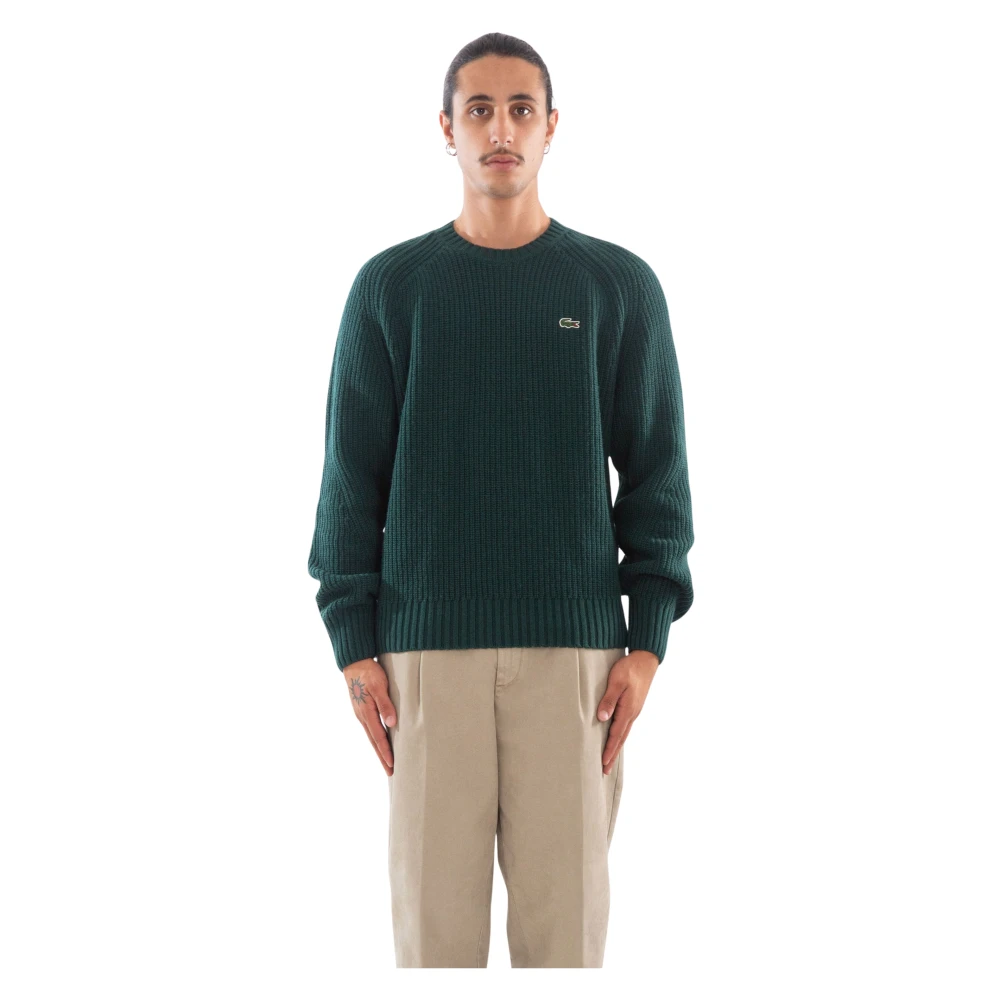Lacoste Ribgebreide Raglan Trui Green Heren