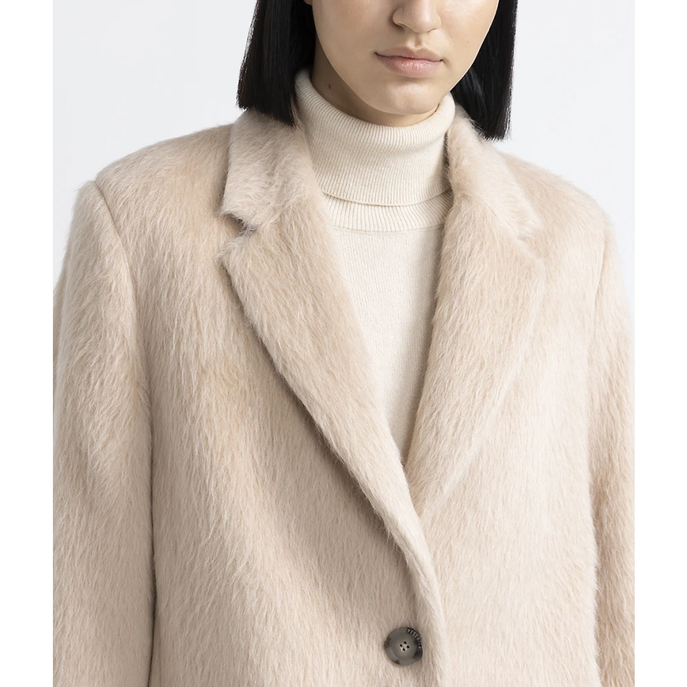 PESERICO Lange alpaca- en wollen jas Brown Dames