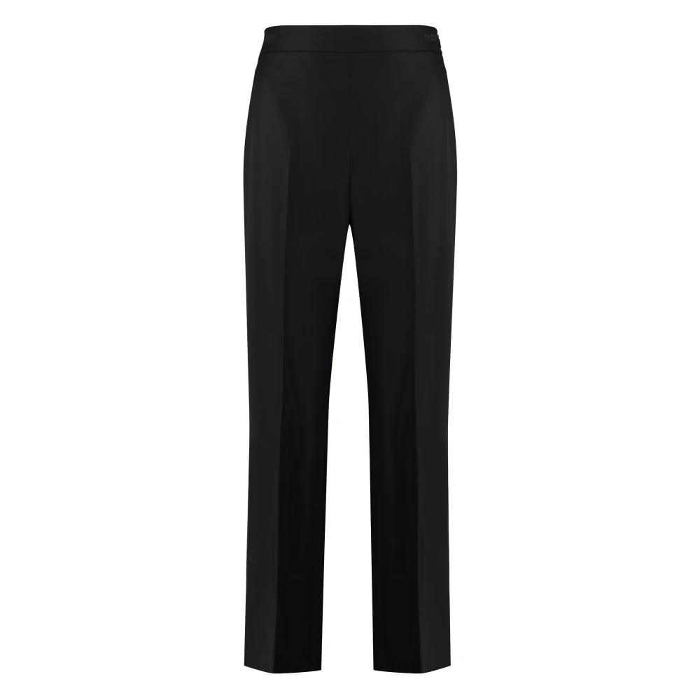 Gucci Black Flared Wool Trousers With Front Embroidery - Female - Straight Trousers - Xs - Trousers