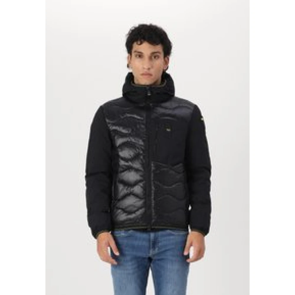 Blauer Heren gewatteerde jas met capuchon Black Heren
