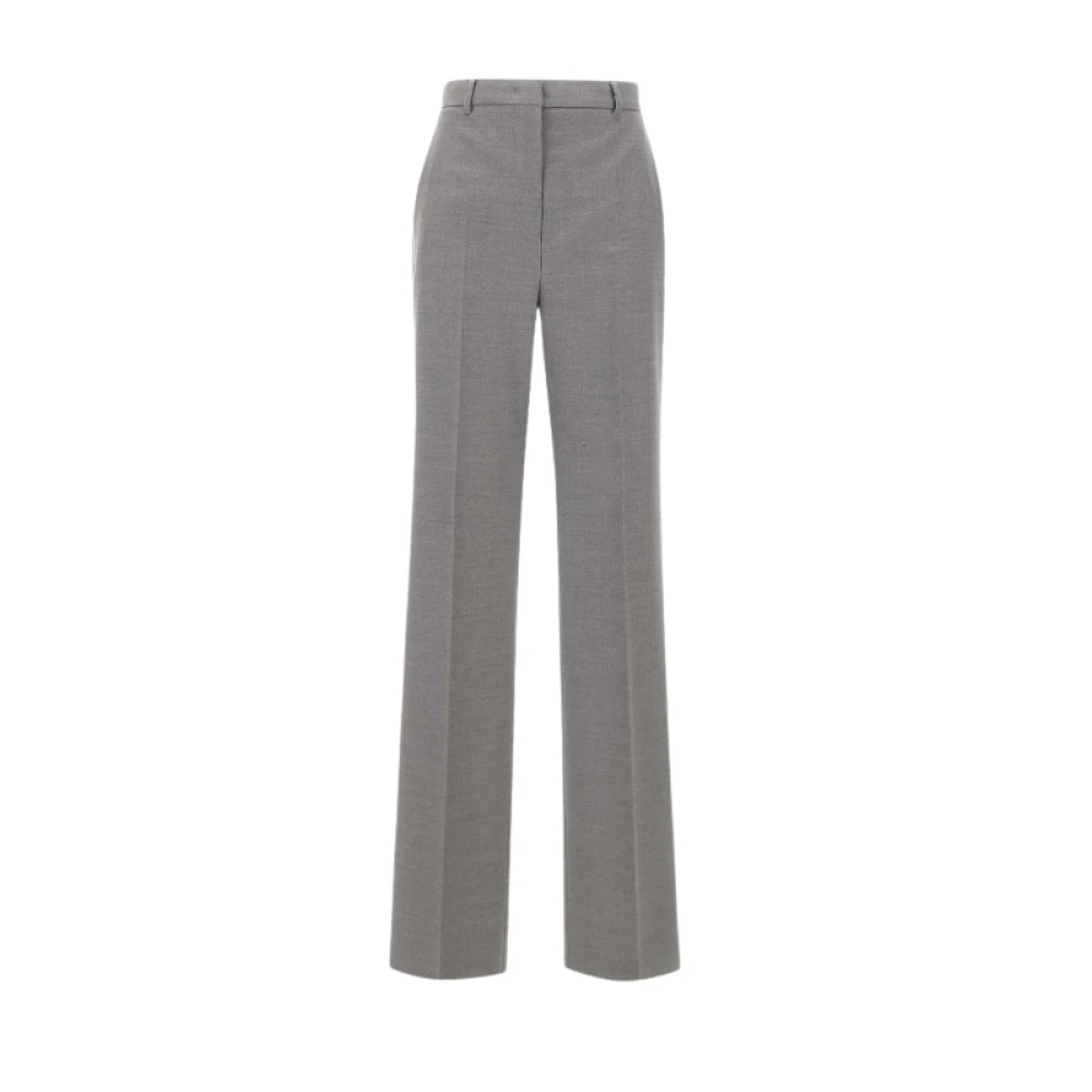 Max Mara Grijze Wollen Twill Broek Hoge Taille Gray Dames