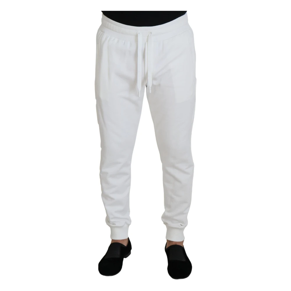 Dolce & Gabbana Men's White Logo Cotton Joggers- Classic Fit - Sweatpants - 3XL- Trousers