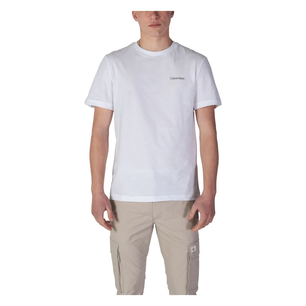 Calvin Klein Witte Katoenen T-shirt Ronde Hals Korte Mouw White Heren