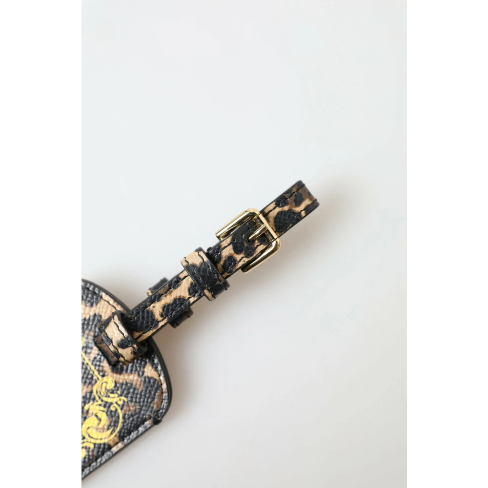Dolce & Gabbana Luipaard Leren Bagagelabel Multicolor Dames