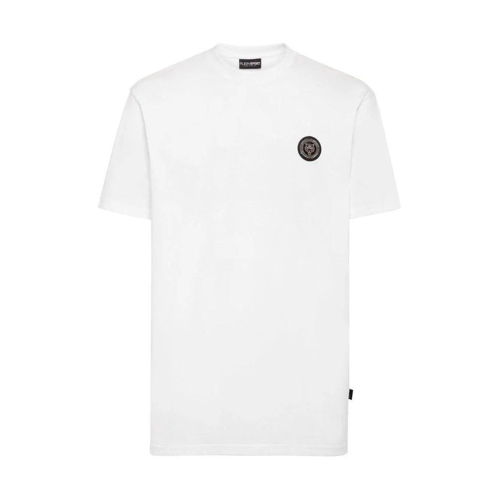 Plein Sport Katoenen T-shirt met plastic plaat White Heren