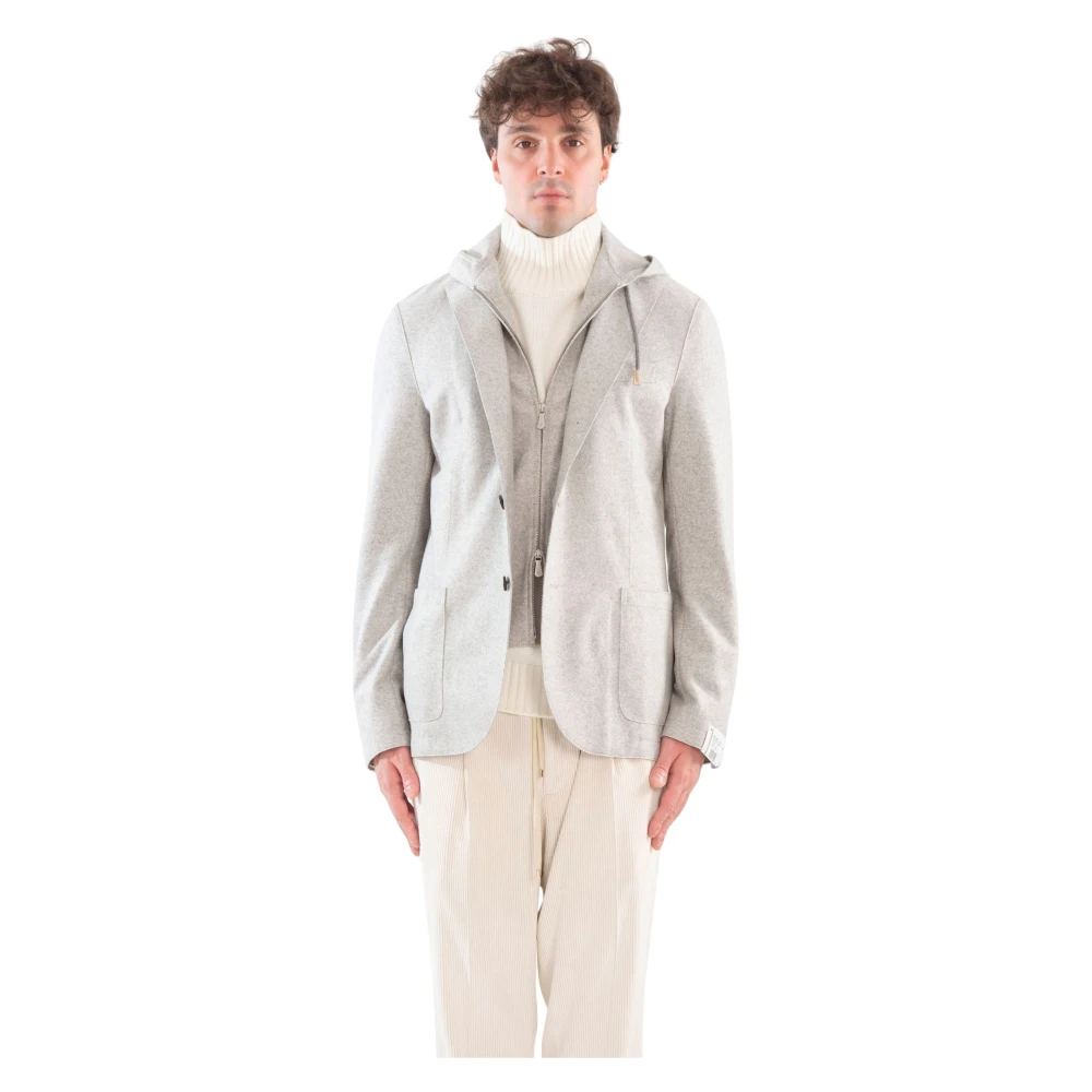 Eleventy Gelaagde wollen capuchon blazer Gray Heren