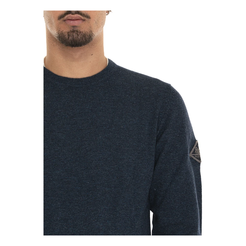 Roy Roger's Ribgebreide Trui met Armborduursel Blue Heren