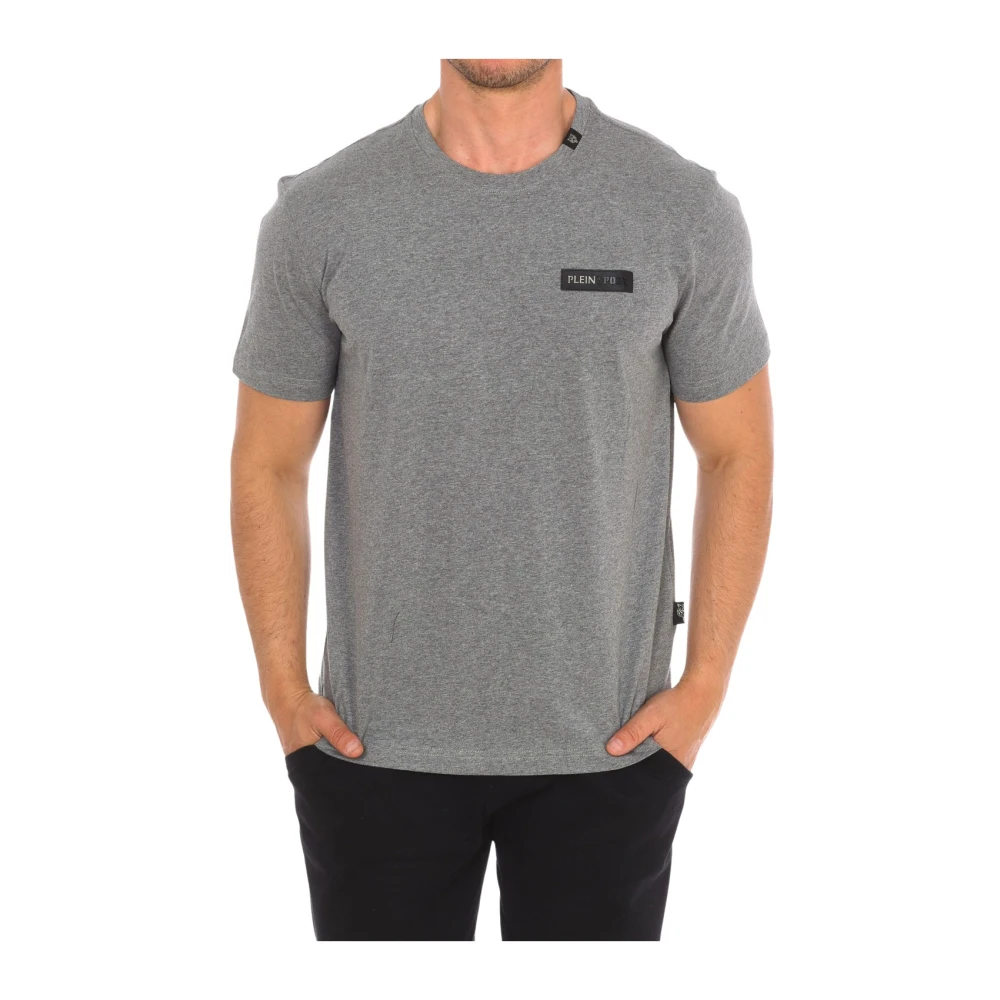 Plein Sport Men's Gray Short Sleeve T-Shirt With Brand Print - Training T-Shirts & Tops - M - Sport