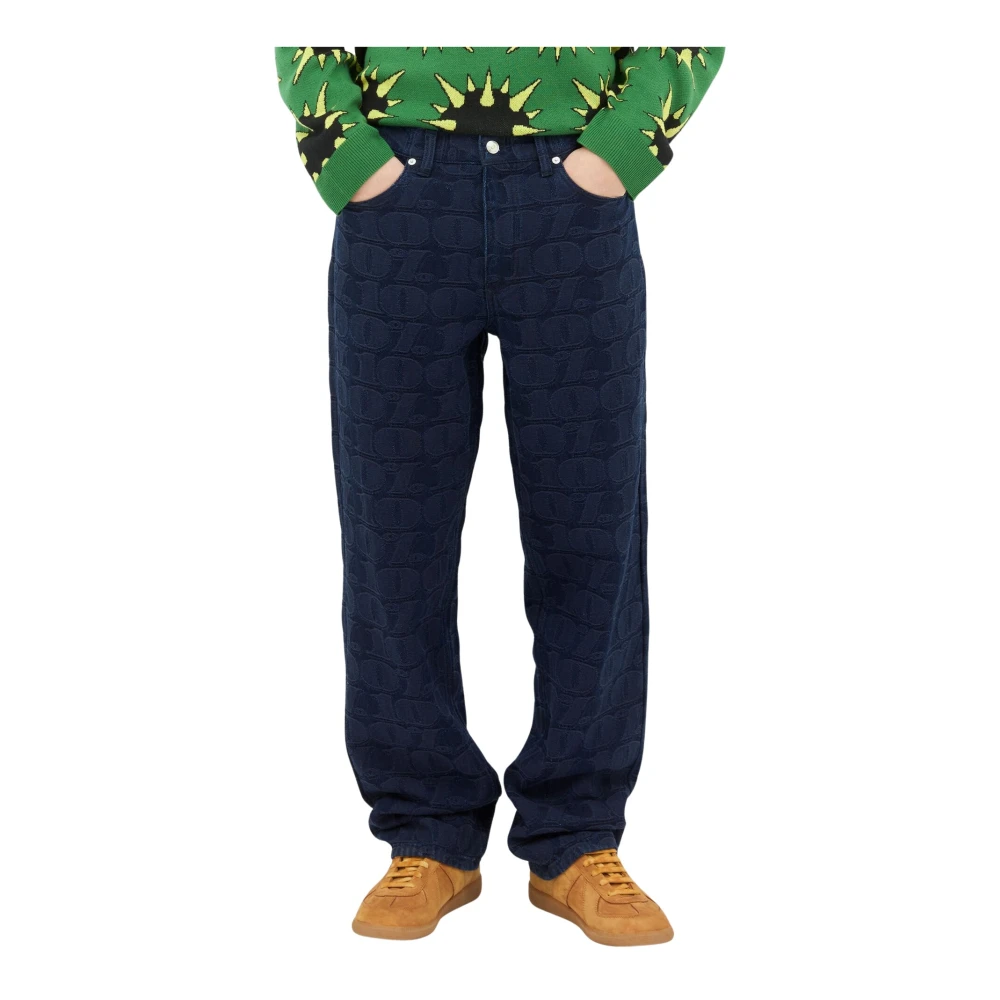 Awake NY Jacquard Straight Leg Jeans Blue Heren
