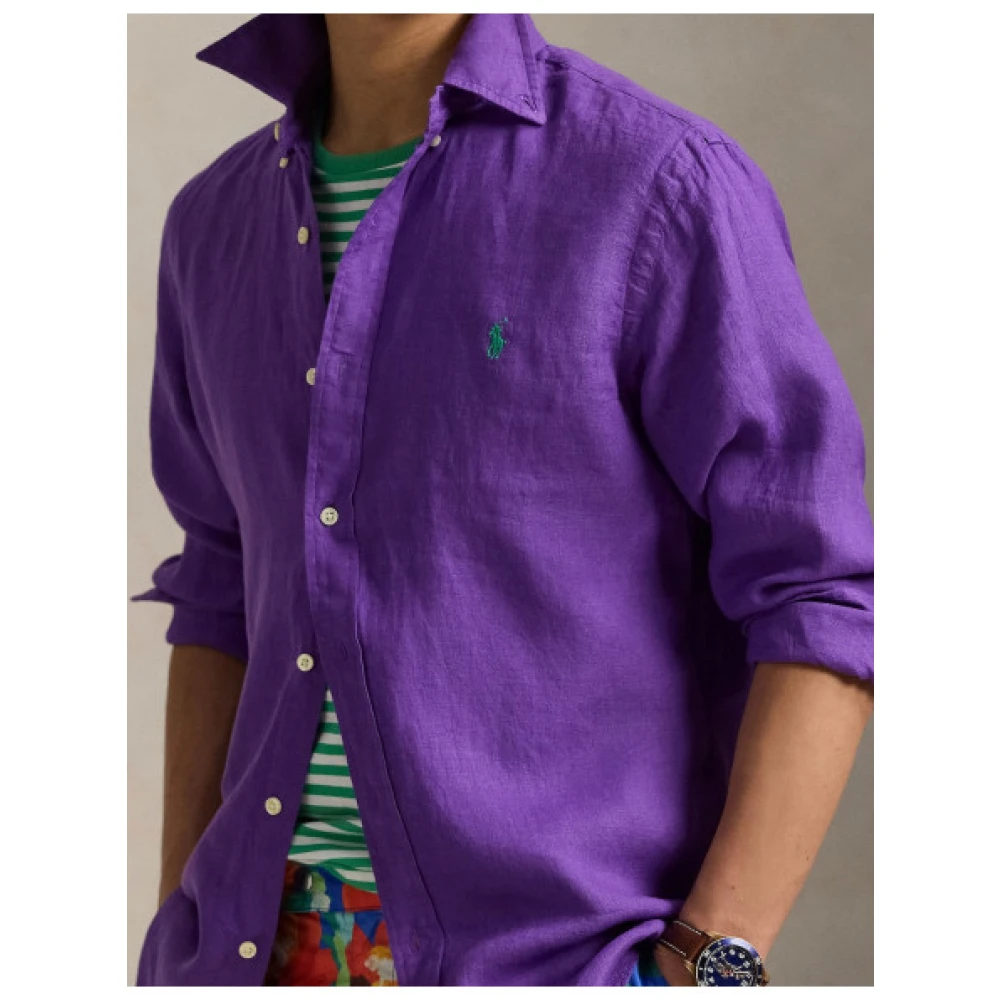 Polo Ralph Lauren Custom Fit Linnen Overhemd Purple Heren