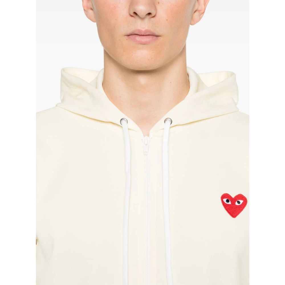 Comme des Garçons Crème Logo Hoodie met Rits Beige Heren