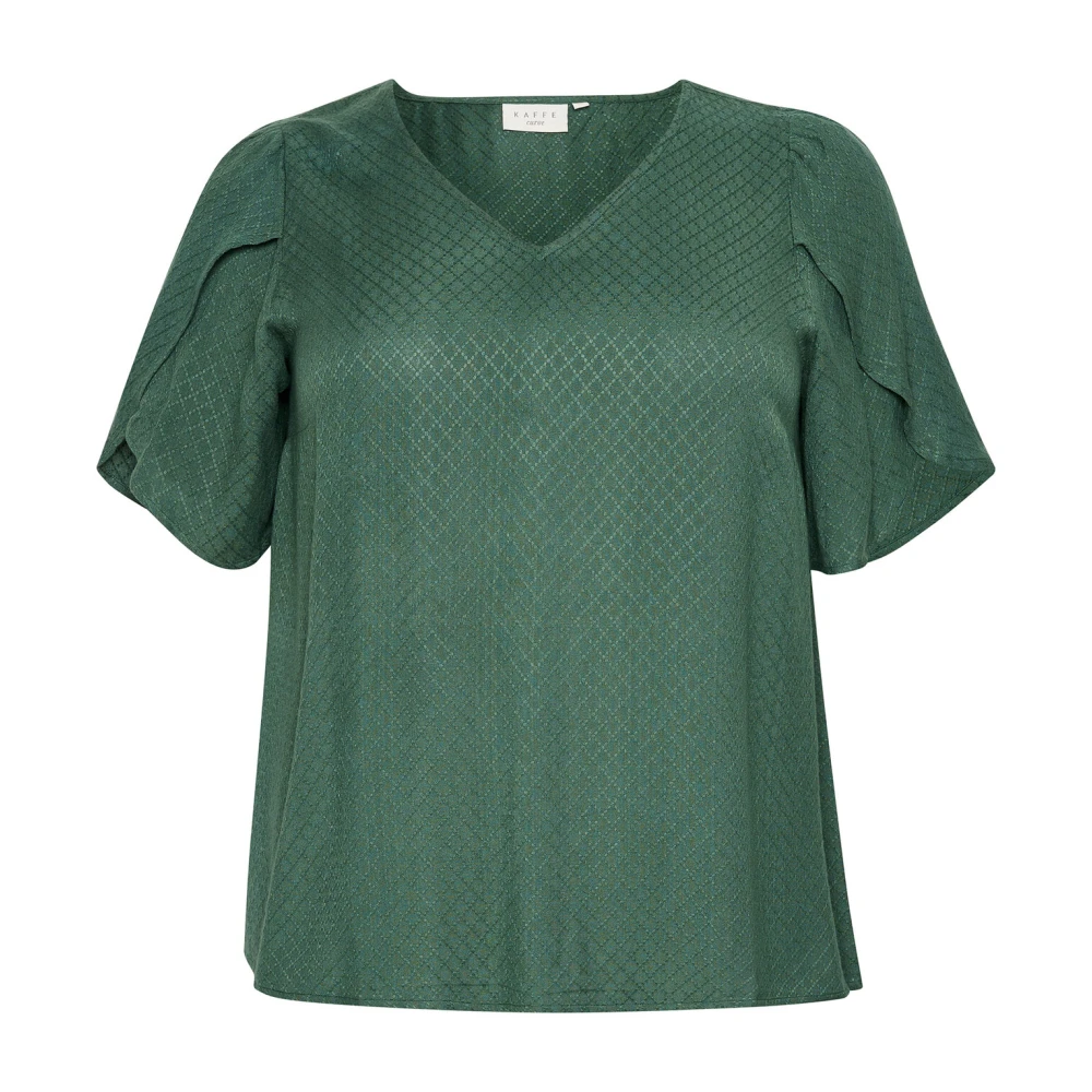 Kaffe Curve Bloemenblouse met ruchedetails Green Dames