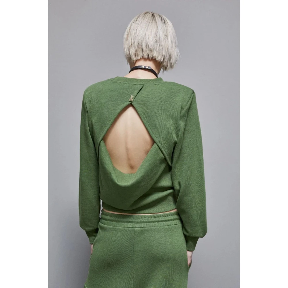 PATRIZIA PEPE Levendige Katoenen Trui met Cut-Out Detail Green Dames