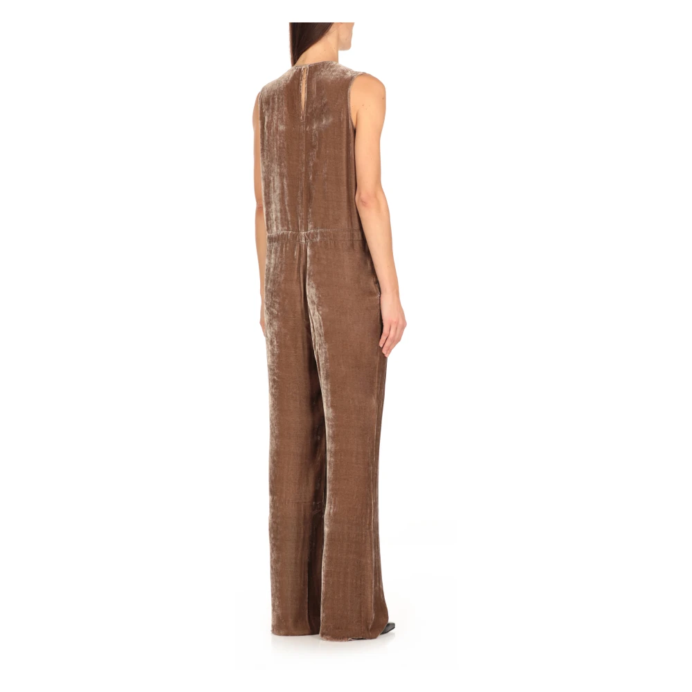 Antonelli Firenze Bruin Fluweel Pak V-Hals Mouwloze Jurk Brown Dames