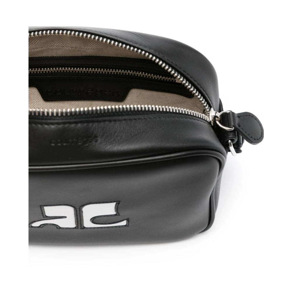 Courrèges Zwarte Schoudertas van Glad Leer Black Dames