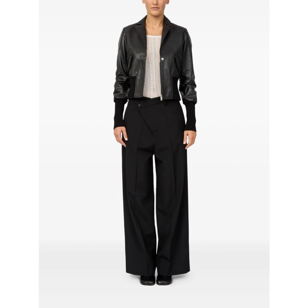 MM6 Maison Margiela Zwarte Leren Sportjas Black Dames