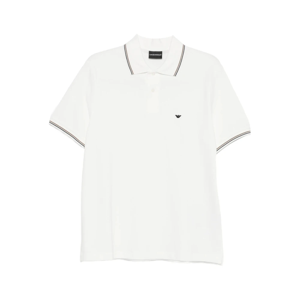 Emporio Armani Mannelijk Wit Tops Heren, S, Katoen, Polo Shirt Met Logo-Borduursel