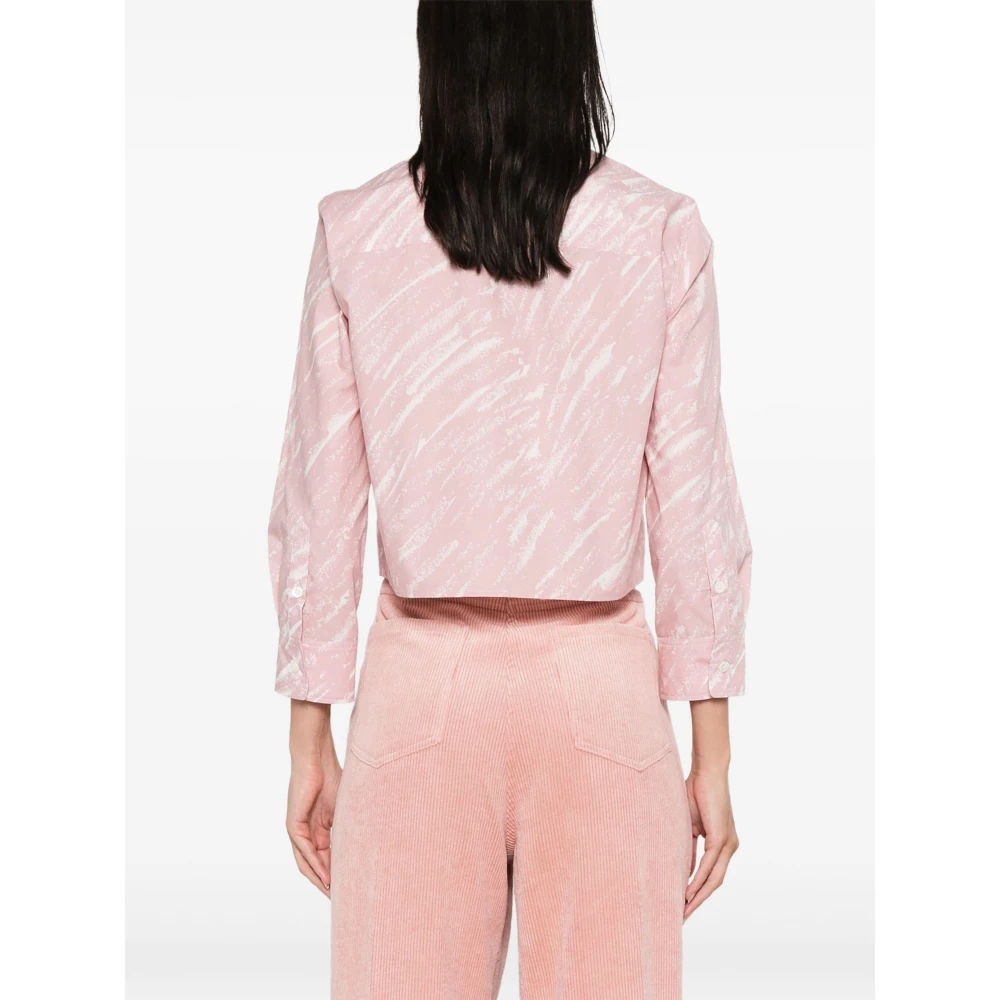 Marni Abstract Print Katoenen Overhemd Pink Dames
