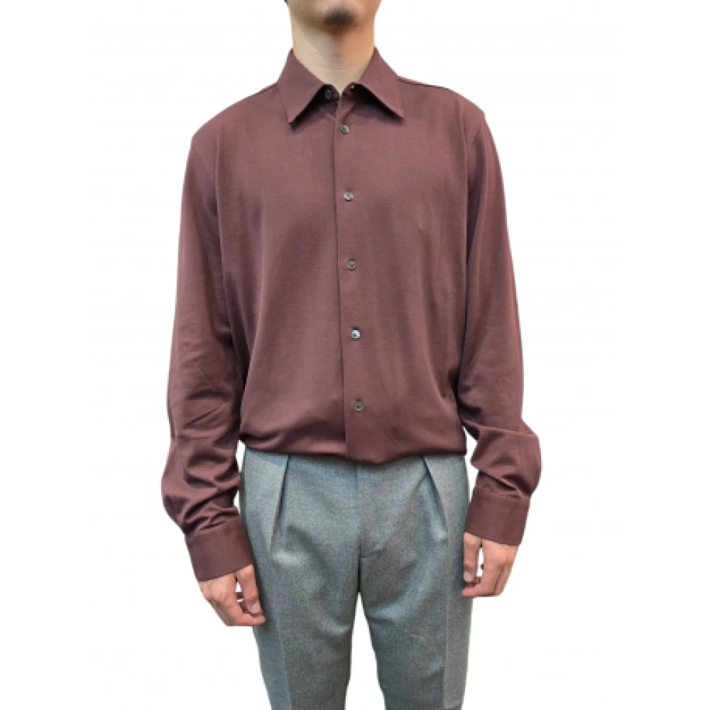 Paul Smith Jersey katoenen overhemd in wijnrood Purple Heren
