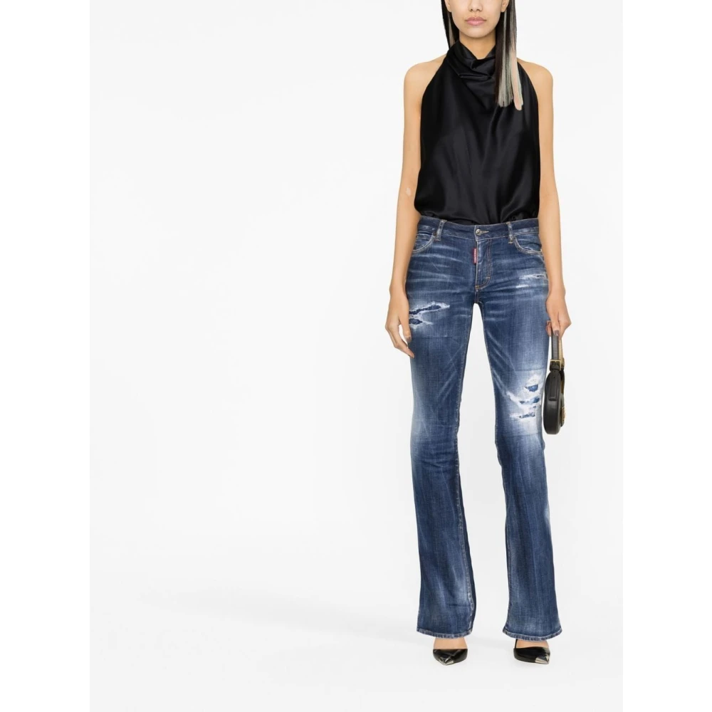 Dsquared2 Uitlopende Versleten Jeans Blue Dames