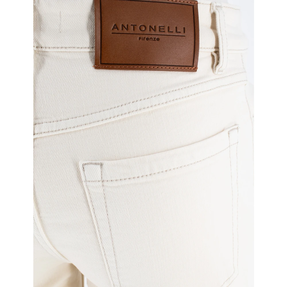 Antonelli Firenze Wijde Pijp Hoge Taille Broek Beige Dames