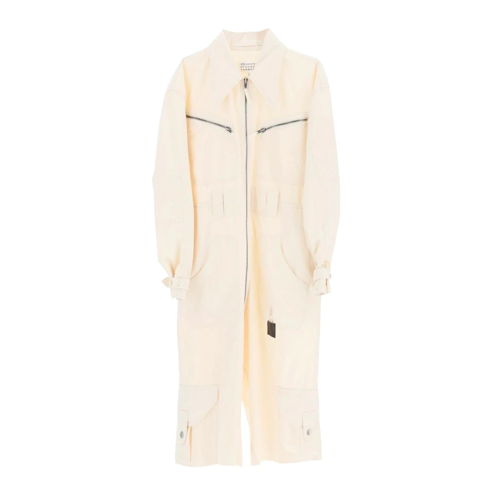 Maison Margiela Witte Katoenen Jumpsuit Stijlvol Functioneel White Dames